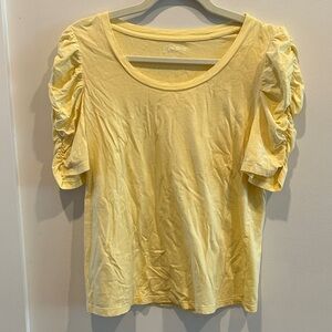 LOFT Sunny Yellow Gathered Sleeve Tee
